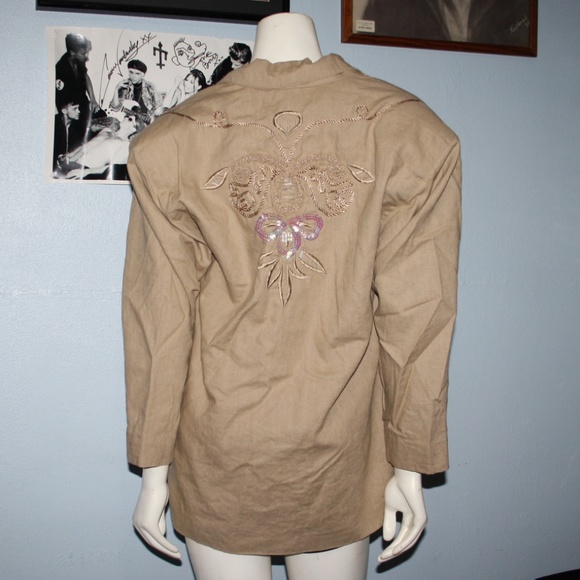 Adolfo International Womens Linen/Cotton Blazer M - Picture 6 of 8